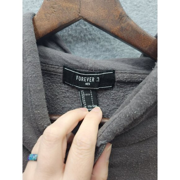 Forever 21 Mens Hoodie "Dog Eat Dog World" Graphic Charcoal Gray Size L - Picture 2 of 3